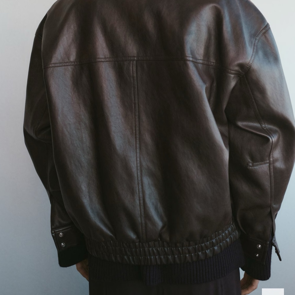 Mango faux leather brown jacket